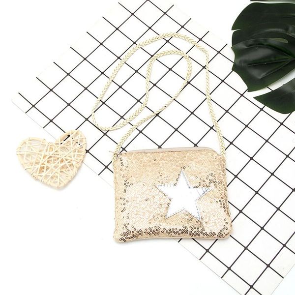 

little girl kids cute lovely coin purses pu leather mini pouch bling sequin shoulder messenger small zipper money change bag purse, White