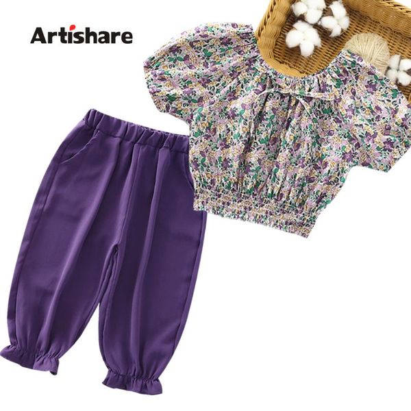 

kids clothes girls floral tshirt + pants girl casual style teenage for summer kid 6 8 10 12 14 clothing sets, White