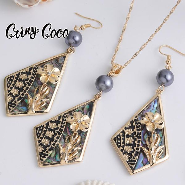 

earrings & necklace cring coco women flower set abalone shell jewelry sets 2021 ladies jewellery blue pendant and, Silver