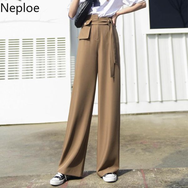 

women's pants & capris neploe belt high waist women 2021 summer causal long trousers fashion korean elegant wide leg feminimos 4c710, Black;white