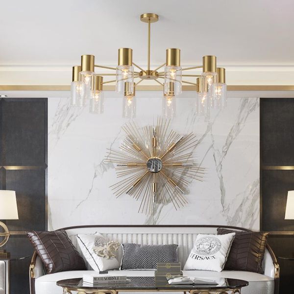 

pendant lamps nordic led light multi-head golden glass lampshade ceiling hanging lamp for dining living room kitchen home fixtures