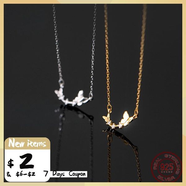 

chains la monada 41+4.5cm butterfly silver necklace for women fine 925 jewelry fashion neck pendants woman