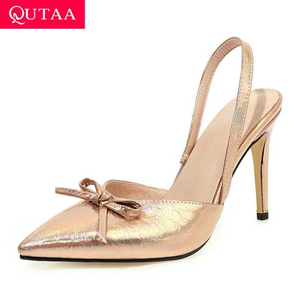 

pu butterfly-knot pointed toe ladies pumps back strap summer women shoes fashion thin high heel sandals size 34-43, Black