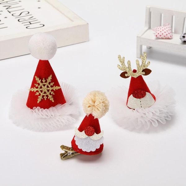 

hair accessories cute christmas clip candy santa claus hairpin baby girl headdress duckbill kids fashion party, Slivery;white