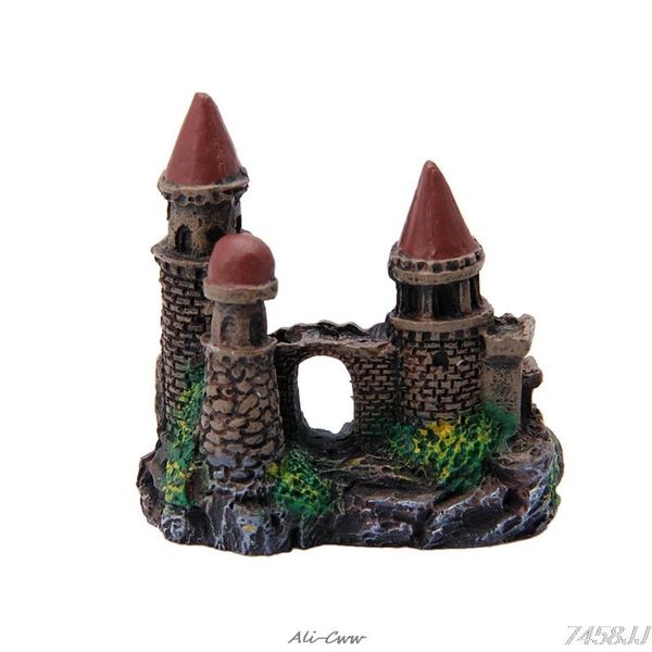 

1pc aquatic pet supplies polyresin tower castle fish tank aquarium ornament rockery accessories decor # decorations