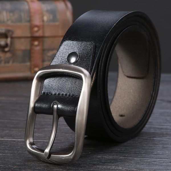 

mens fashion cow genuine leather luxury strap male belts for men black brown cintos masculinos plate buckle