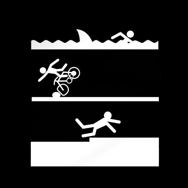 

13.4*14.3cm coolest triathlon swim bike run tried funny car sticker vinyl silhouette motorcycle accessories