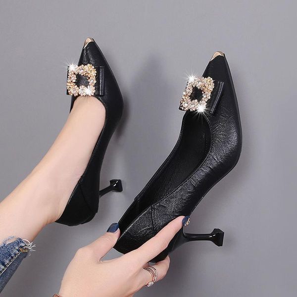 

dress shoes mghy pumps 34-41 size,468cm heel,soft leather high heels lady's middle heel women's stilettos office fashion 051, Black
