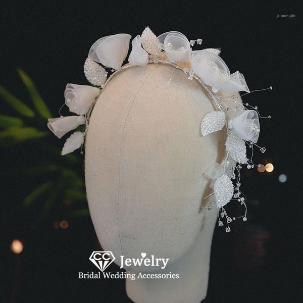 

hair clips & barrettes flower headband wedding accessories for women engagement jewelry bridal headdress yarn headpiece gift, Golden;silver