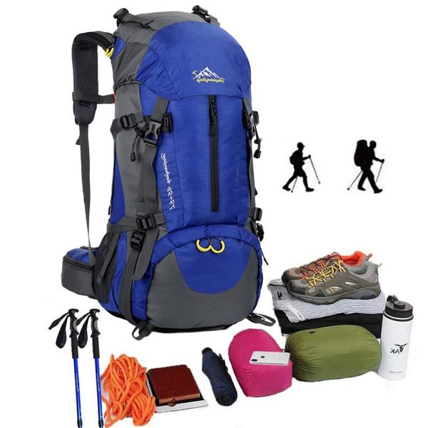 

outdoor sports backpack mountaineering bag 60l hiking travel waterproof camping bags