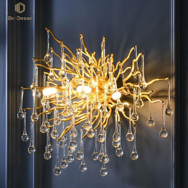 

wall lamp nordic luxury led crystal living room indoor lighting home golden lights bedside art sconces decor fixture