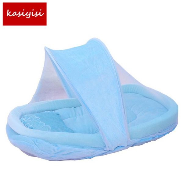

baby crib 4pcs portable type comfortable babies pad with sealed mosquito net kids infant bed dot zipper canopy netting