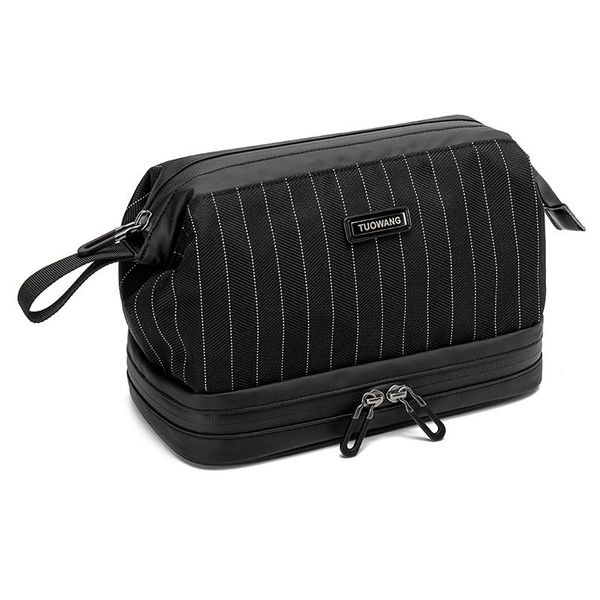 

men's toiletries bag business trip portable travel storage waterproof stripe fashion cosmetic dry wet separation bags & cases