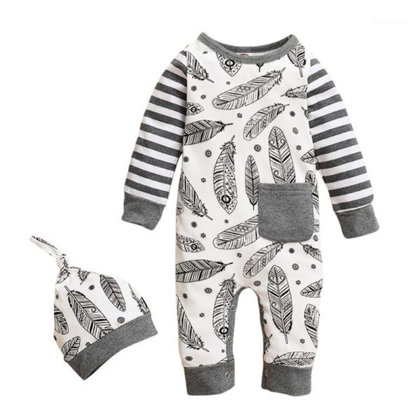 

jumpsuits baby boys girls printed one-piece long sleeve cotton full rompers pullover instagramable sweaters hats1, Blue