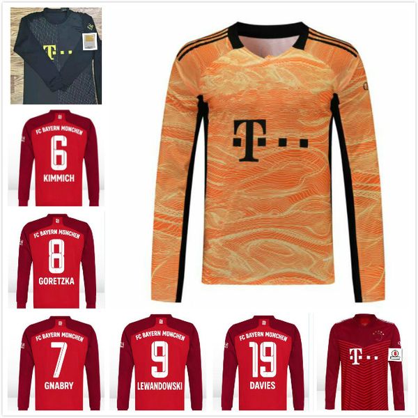 

long sleeve 21 22 soccer jerseys coutinho vidal lewandowski muller robben sule sane 2021 2022 sports football shirt, Black;yellow
