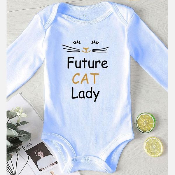 

bodysuit for borns boy infant outfits winter jumpsuit kids' things ' baby shower gifts future cat lady letter printed jumpsuits, Blue