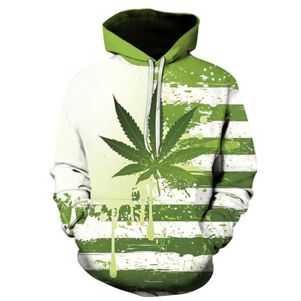 

men's hoodies & sweatshirts hoodie fashion green pattern autumn winter sweatshirt stripe leaves party outdoor trip dancing hip hop stre, Black