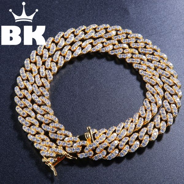 

the bling king 9mm micro pave iced cz cuban link necklaces chains gold color luxury bling bling jewelry fashion hiphop for men, Silver