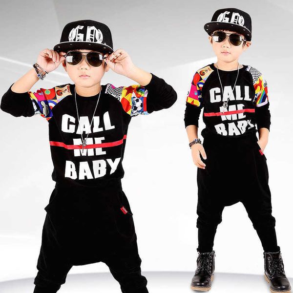 

autumn- winter fashion sport letter print children clothing kid clothes boy set for 3-10 ages 210615, White