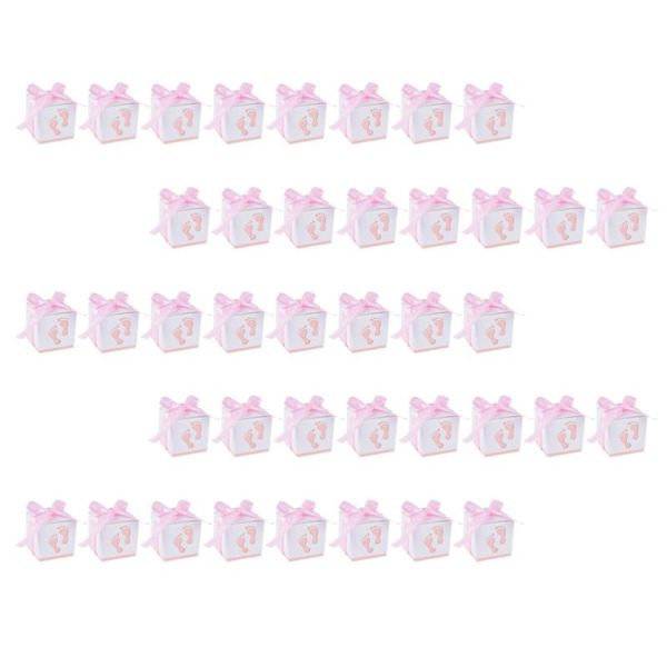 

gift wrap 40pcs baby footprints boxes with ribbon born birthday party candy