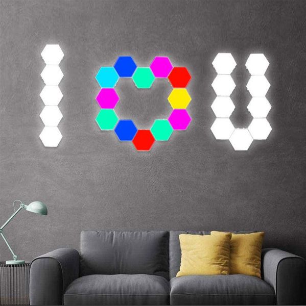 

wall lamp colorful touch hexagon light modular assembly helios quantum led magnetic decoration bedroom