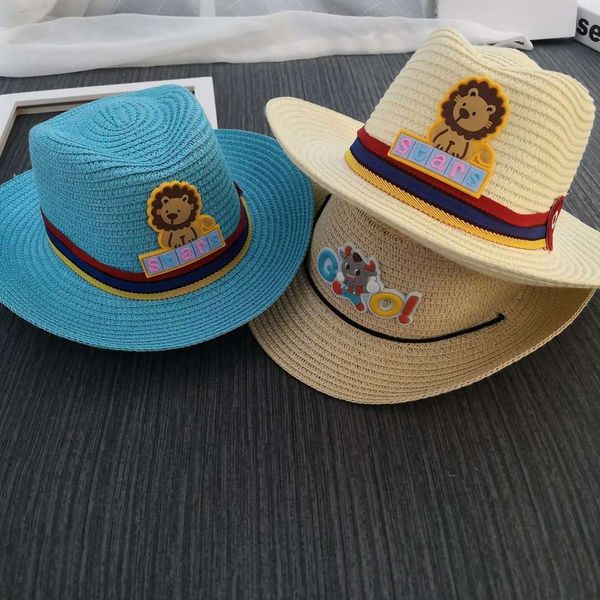 

children's straw hat men's and women's summer sun korean beach hat cool tide, Yellow