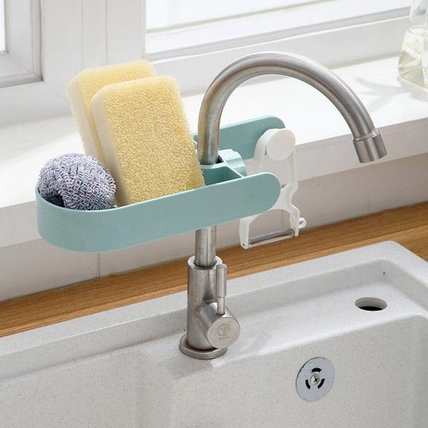 

kitchen bathroom put sponge drain drying rack faucet toilet sink suction holder hanging space saving shelf storage & organization