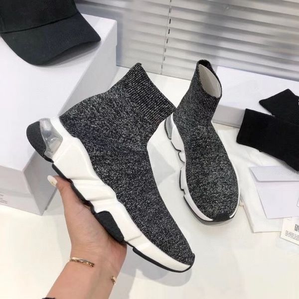 

2021 designer men women shoes speed trainer sock boots mens socks boot casual shoes runners runner sneakers, Black