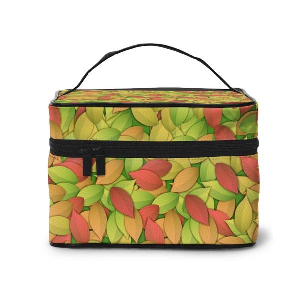 

cosmetic bags & cases women makeup bag toiletries organizer travel storage colorful autumn leaves