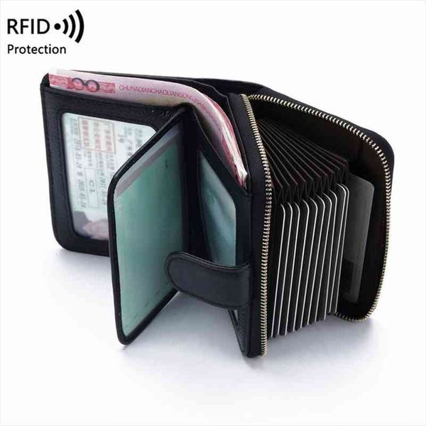 

cowhide women wallet zipper bank card purses coin purse female genuine leather small rfid protrction money bag, Red;black