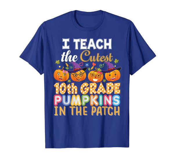

i teach the cutest 10th grade pumpkins in patch t-shirt, White;black