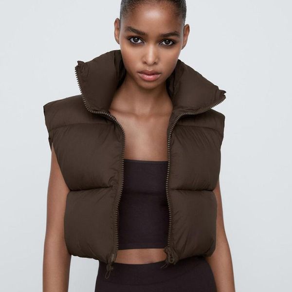 

women's vests sheyijun fashion autumn stand collar cotton women elegant solid simple zipper coats casual high waisted ladies, Black;white