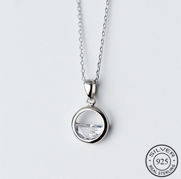 

new real 925 sterling silver round minimalist pendant necklaces crystal fromswarovskis minimalist fine jewelry for women