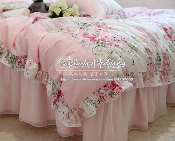 

bedding sets luxury romantic princess set ruffle duvet cover elegant bed sheet pink full size 1.5m