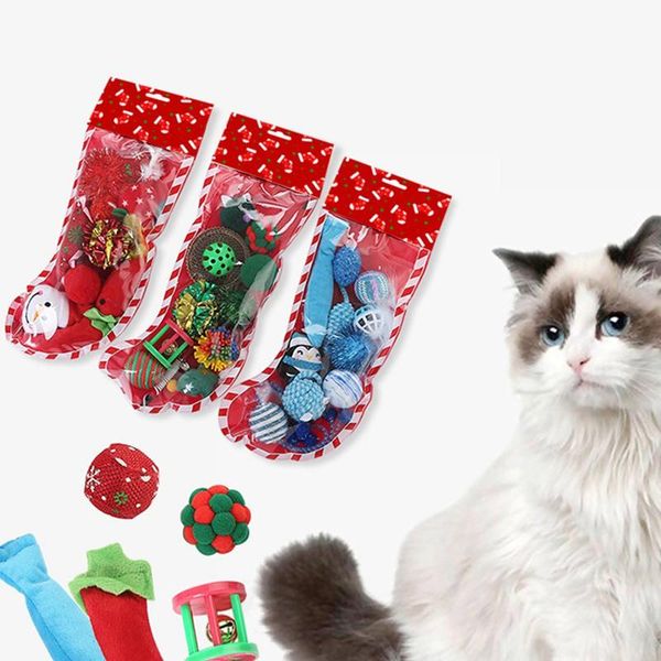 

cat toys christmas festival pet toy set socks packaging bite-resistant styles chew plastic