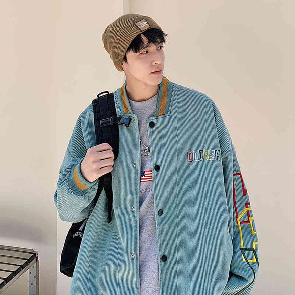 

men's jackets colored varsity jacket for korean teenager fashions loose clothing of men embroidered baseball streetwear vintage t1pu, Black;brown