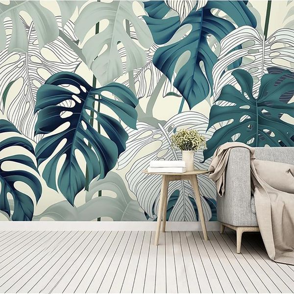 

wallpapers custom po wallpaper european-style hand-painted tropical plants murals living room sofa background eco-friendly wall cloth