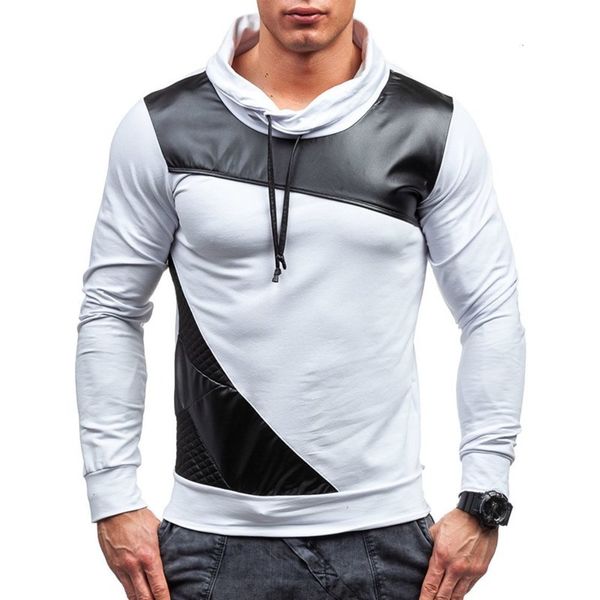 

men's sweaters male stitching fashion mens slim cotton men sweater thin pullover tracksuit 4xl quality drop o669, White;black