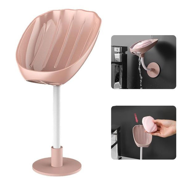 

soap dishes creative box leaf shaped sucker holder vertical drain punch-storage tray kitchen bathroom supplies accessory