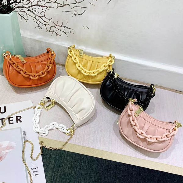 

teenage girls handbags kids bag girl bags children accessories pleated fashion chain soft leather mini handbag b6794, Black