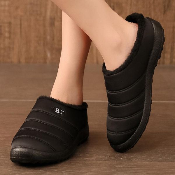 

fashion faux fur shoes women full slippers winter warm short plush bedroom non-slip indoor ladies furry solid, Black