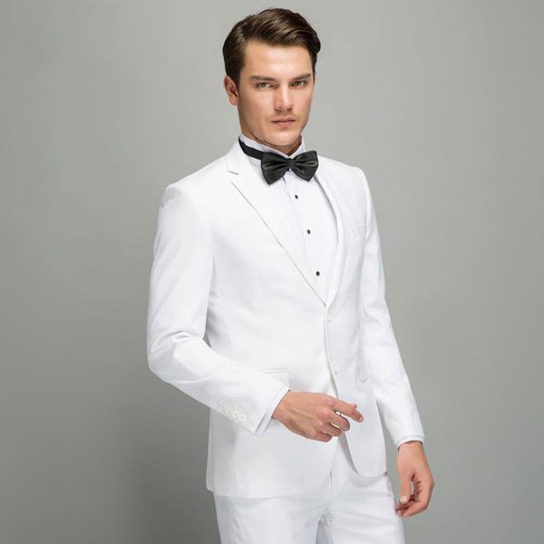 

men's suits & blazers custom made white men groom wedding suit male tuxedo 2 piece smart casual groomsmen prom wear costume homme, White;black