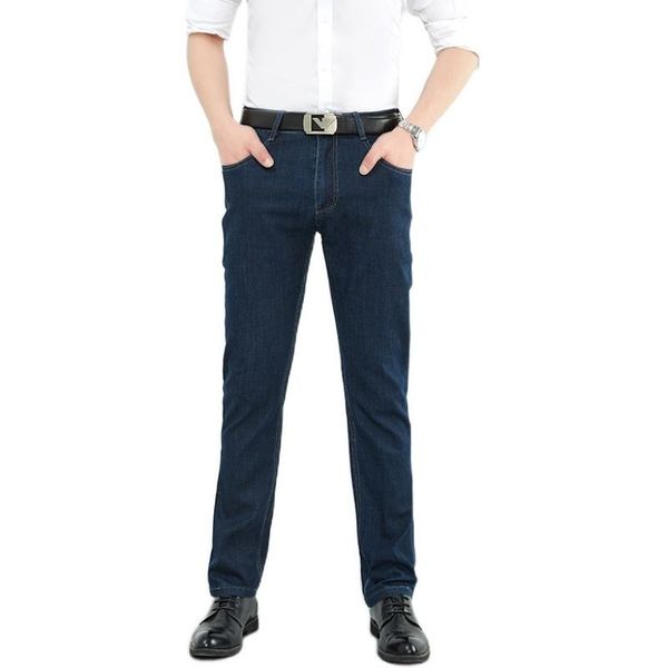 

men's jeans 2021 autumn cotton stretch classic style fashion casual business loose pants, Blue