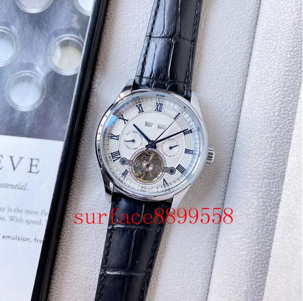 

men fashion wristwatches luxury watch leather automatic mechanical watches, Slivery;brown
