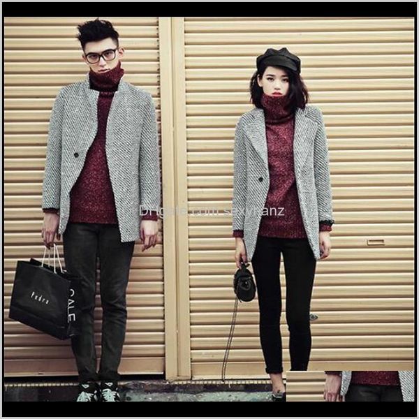 

outerwear & coats mens clothing apparel drop delivery 2021 wool blends suit outwear men casual trench coat design slim mj5p2, Black