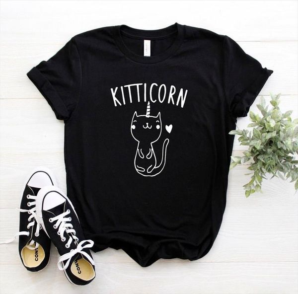 

kitticorn kitten unicorn cat print womens t shirt casual cotton hipster funny for girl tee 6 colors drop ship, White