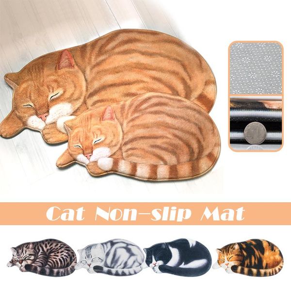 

bath mats 3d printed cat floor mat non-slip entrance door bathroom absorbent toilet cute animal bedroom bedside blanket living room