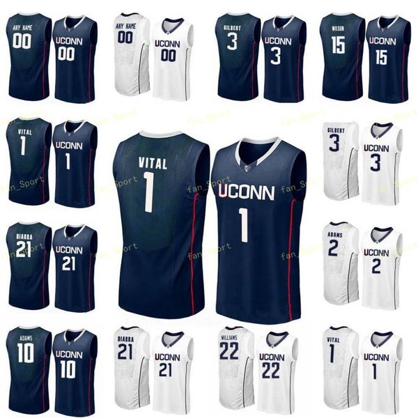 

ncaa college uconn huskies basketball jersey eric cobb 1 christian vital 10 bird brendan adams 11 boatright custom stitched ddrgs, Black