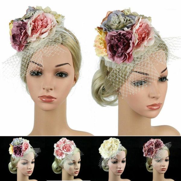 

fashion ladies flower lace headband wedding prom party bride hair accessories1