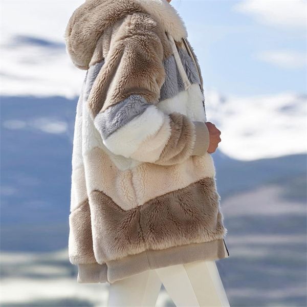

womens winter fashion woman casual warm jacket female stitching plaid clothes hooded zipper ladies coat 2021, Black